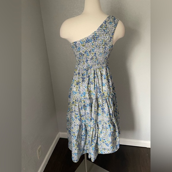 Lulu's Blue and Green One-Shoulder Sundress - Picture 4 of 5
